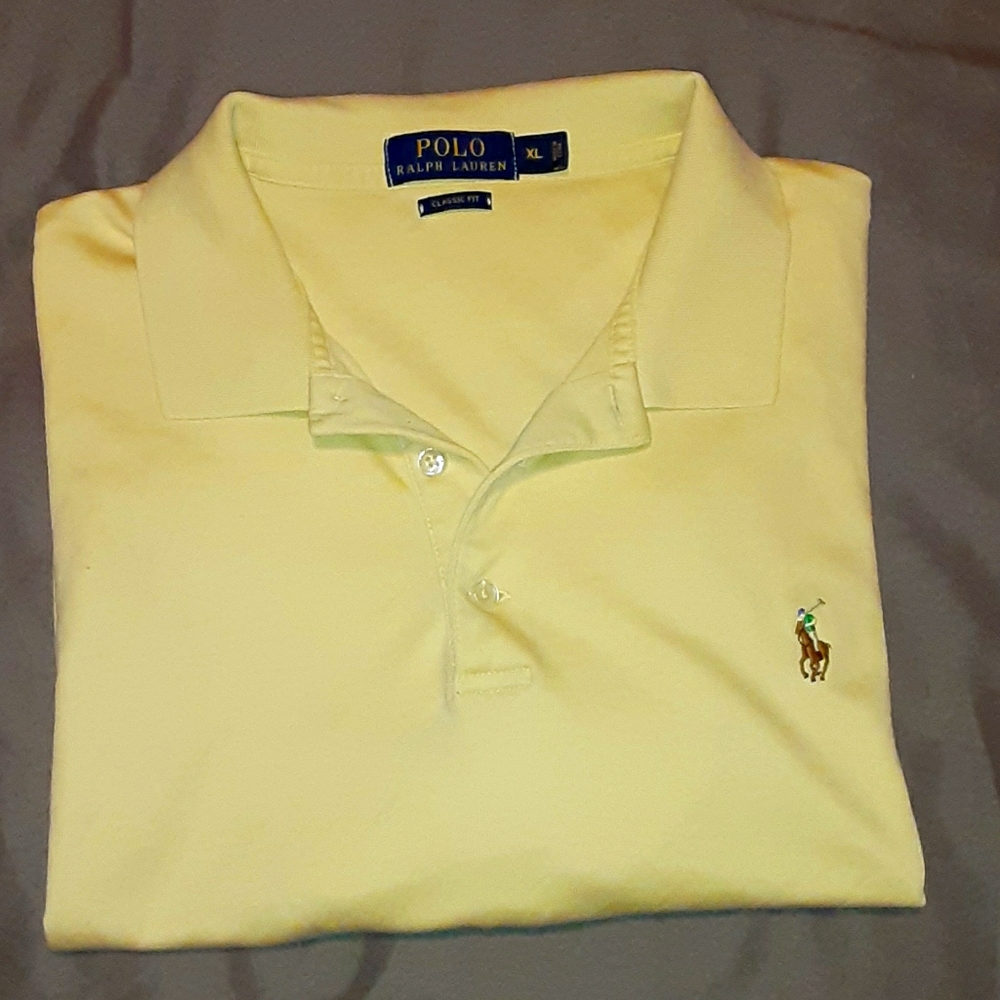 Polo button up yellow shirt